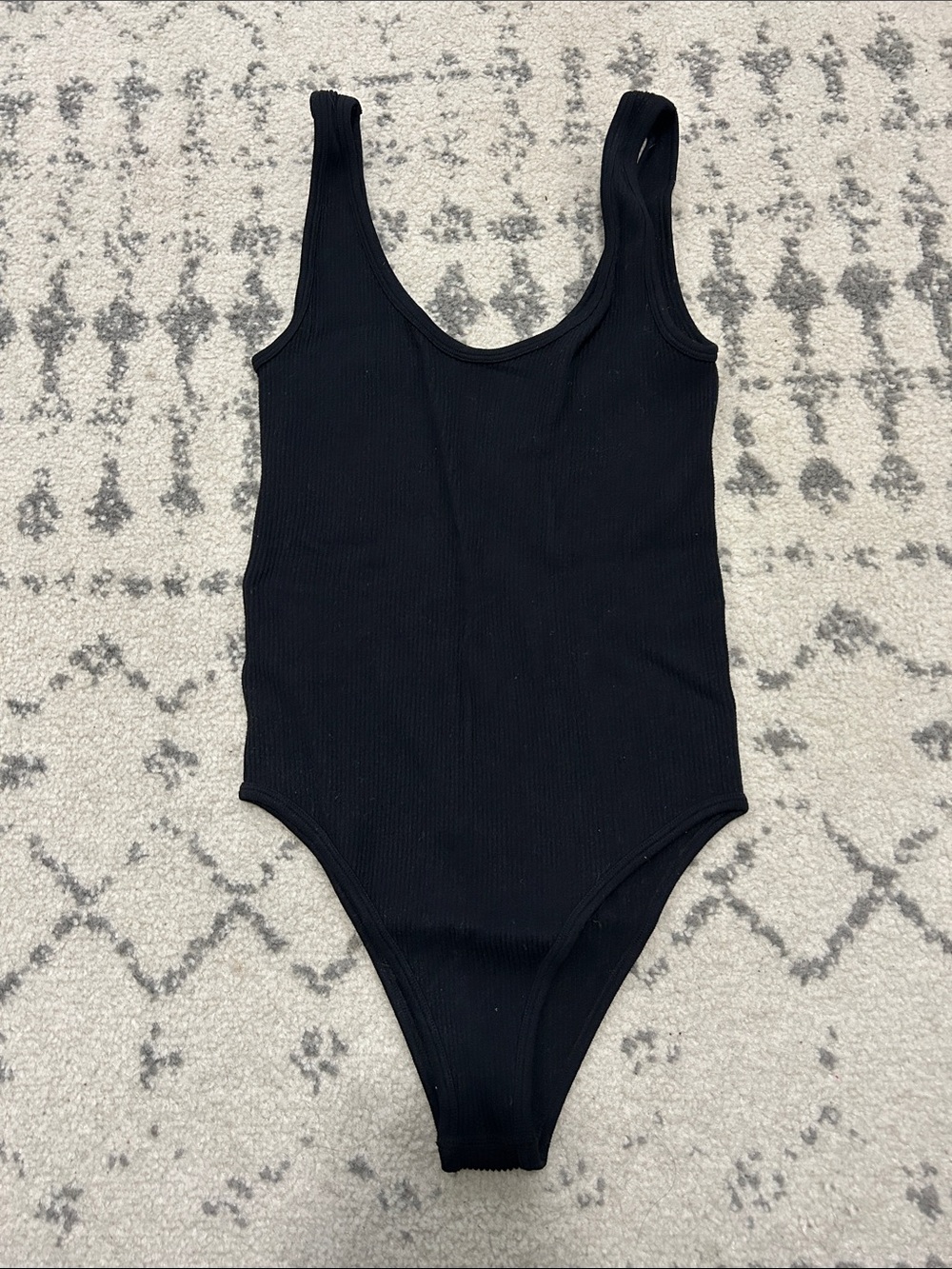 Zara Black Ribbed Scoop Neck Bodysuit
